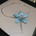 Sweet Forest Style Fabric Flower Tassel Butterfly Choker Necklace For Women view 4