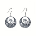 Vintage Retro Jewelry Set With Forest And Horse Pendant Necklace And Matching Earrings view 6
