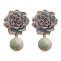 French Vintage Chic Floral Glass Bead Silver Needle Stud Earrings Elegant Light Luxury Jewelry view 5