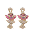 Light Luxury Palace Style Alloy Fan-Shaped Rhinestone Stud Earrings And Collar Necklace Jewelry Set view 5