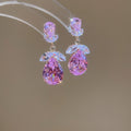 Copper Zircon Flower Waterdrop Necklace Earrings Jewelry Set Elegant Light Luxury Style view 4