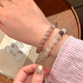 Natural Cat Eye Stone Beaded Bracelet, Round Geometric New Chinese Light Luxury Fashion Jewelry view 3