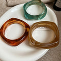 Multicolor Irregular Acrylic Resin Bangle For Women Minimalist Geometric Statement Jewelry view 3