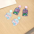 Sweet Mermaid Shell Acrylic Drop Earrings For Women Cartoon Ocean Fairy Pastel Alloy Stud Earrings view 2