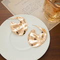 Luxury Irregular Hammered Gold Alloy Geometric Statement Drop Studs Vintage Niche Fashion Earrings view 3