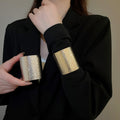 Irregular Wrinkled Metal Round Open Bangle European American Light Luxury Statement Jewelry view 2