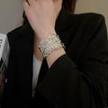 Irregular Wrinkled Metal Open Bangle European American Minimalist Light Luxury Jewelry view 4