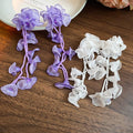 Chiffon Flower Seed Bead Tassel Drop Earrings Beach Vacation Style Fabric Floral Ear Jewelry view 4