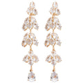 Copper Leaf Tassel Drop Earrings With Sparkling Rhinestone Studs, Vintage Luxe Style view 5