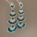 Light Luxury Alloy Fan Drop Tassel Pendant Necklace With Rhinestone French Vintage Style view 4