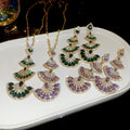 Light Luxury Alloy Fan Drop Tassel Pendant Necklace With Rhinestone French Vintage Style view 2