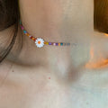 Colorful Acrylic Starfish Flower Beaded Necklace Bohemian Vacation Style Sweet Collarbone Jewelry view 3