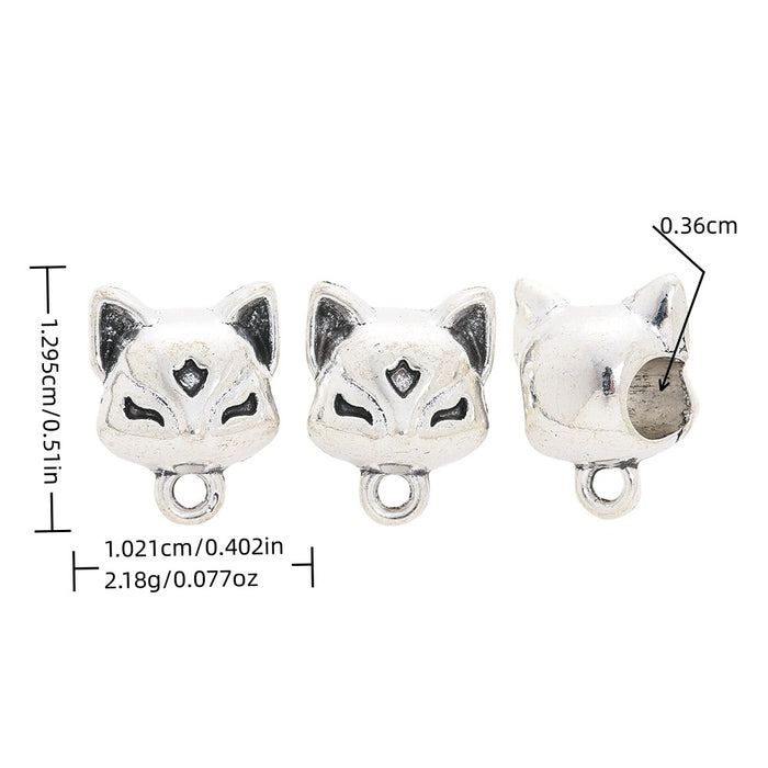 Vintage Alloy Fox Large Hole Three Way Bead For DIY Bracelet Jewelry Accessories