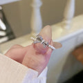 Zircon Bow Faux Pearl Open Ring For Women Minimalist Light Luxury Index Finger Jewelry view 3
