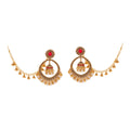 Bohemian Vintage Gold Alloy Hoop Bell Tassel Pearl Chain Ear Cuff Stud Statement Earrings view 5
