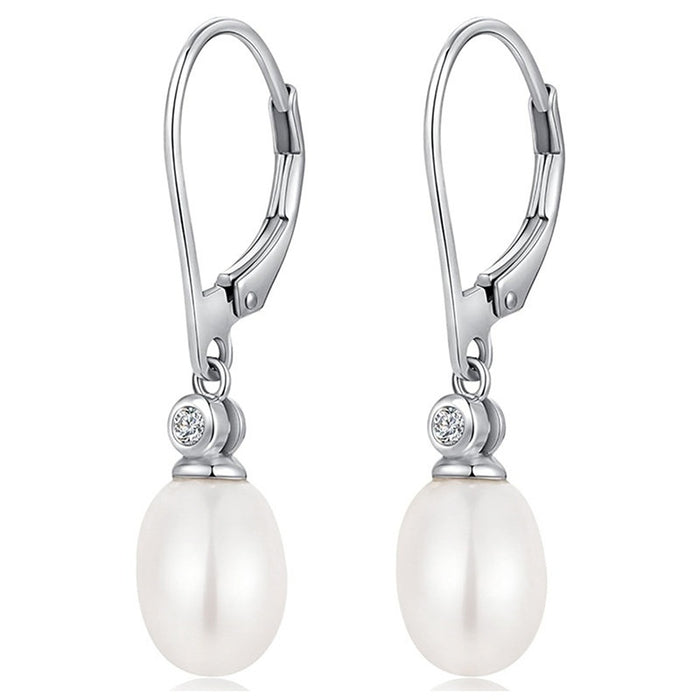 Korean Classical Faux Pearl Drop Earrings For Women, Oval Geometric Elegant Ear Jewelry