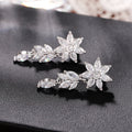 Romantic Flower Snowflake Marquise Drop Earrings For Women, Elegant Light Luxury Jewelry view 3