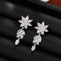 Romantic Flower Snowflake Marquise Drop Earrings For Women, Elegant Light Luxury Jewelry view 2