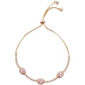 French Luxury Oval Zircon Copper Adjustable Bangle For Women view 5
