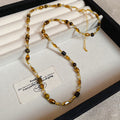 Maillard Style Vintage Tiger Eye Stone Round Beaded Geometric Clavicle Necklace view 4