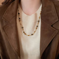 Maillard Style Vintage Tiger Eye Stone Round Beaded Geometric Clavicle Necklace view 3