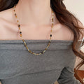 Maillard Style Vintage Tiger Eye Stone Round Beaded Geometric Clavicle Necklace view 1
