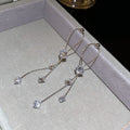 Chic Copper Zircon Star Tassel Drop Earrings With Silver Needle Geometric Fashion Design view 2