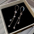 Chic Copper Zircon Star Tassel Drop Earrings With Silver Needle Geometric Fashion Design view 4