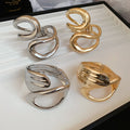 Irregular Geometric Hollow Cross Open Alloy Bangle Minimalist Statement Light Luxury Jewelry view 3