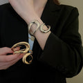 Irregular Geometric Hollow Cross Open Alloy Bangle Minimalist Statement Light Luxury Jewelry view 4