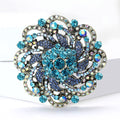Alloy Rhinestone Sunflower Brooch Pin For Dresses And Cardigans – Blue view 4