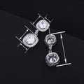 Style Light Luxury Women's Drop Earrings, Geometric Shiny Zircon Elegant Fashion Jewelry view 4