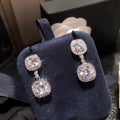Style Light Luxury Women's Drop Earrings, Geometric Shiny Zircon Elegant Fashion Jewelry view 3