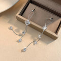 Chic Copper Zircon Star Diamond Geometric Tassel Drop Earrings With Silver Pins view 2