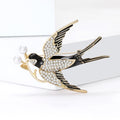 Alloy Rhinestone Pearl Swallow Brooch Pin For Women Apparel Decoration view 4