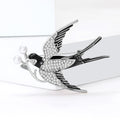 Alloy Rhinestone Pearl Swallow Brooch Pin For Women Apparel Decoration view 3