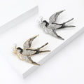 Alloy Rhinestone Pearl Swallow Brooch Pin For Women Apparel Decoration view 2
