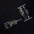 Forest Style Metal Dangle Earrings For Women With Enamel Leaf And Floral Pastoral Design view 4