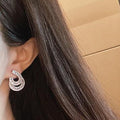 Light Luxury Banquet Drop Earrings For Women, Sparkling Zircon Geometric Teardrop Jewelry view 3