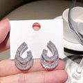 Light Luxury Banquet Drop Earrings For Women, Sparkling Zircon Geometric Teardrop Jewelry view 5