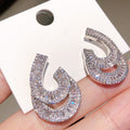 Light Luxury Banquet Drop Earrings For Women, Sparkling Zircon Geometric Teardrop Jewelry view 2