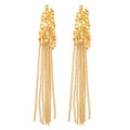 Silver Needle Metal Wheat Ear Long Tassel Drop Earrings Light Luxury Statement Design view 5
