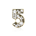 Alloy Pearl Number Brooch For Fashion Clothing And Accessories view 1