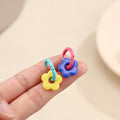 Korean Dopamine Colorblock Acrylic Flower Hoop Studs Cute Sweet Fresh Summer Fashion Earrings view 2