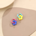 Korean Dopamine Colorblock Acrylic Flower Hoop Studs Cute Sweet Fresh Summer Fashion Earrings view 3