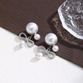 Elegant Pearl Bowknot Pendant Stud Earrings With Rhinestone Alloy Charm Luxury Women's Fashion Earrings view 3