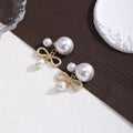 Elegant Pearl Bowknot Pendant Stud Earrings With Rhinestone Alloy Charm Luxury Women's Fashion Earrings view 2