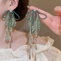 Acrylic Rhinestone Bow Tassel Drop Earrings For Women Beach Vacation Sweet Style view 3