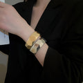 Irregular Smooth Geometric Round Metal Bangle European American Light Luxury Retro Statement Bracelet view 4