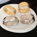 Irregular Smooth Geometric Round Metal Bangle European American Light Luxury Retro Statement Bracelet view 3